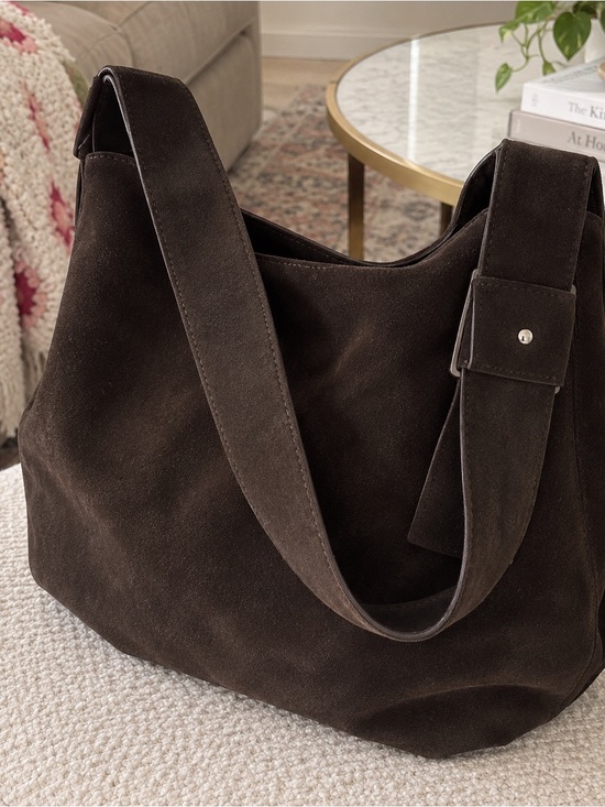 Massimo Dutti Handbags - Massimo Dutti Chocolate Brown Suede Slouchy Hobo Shoulder Bag